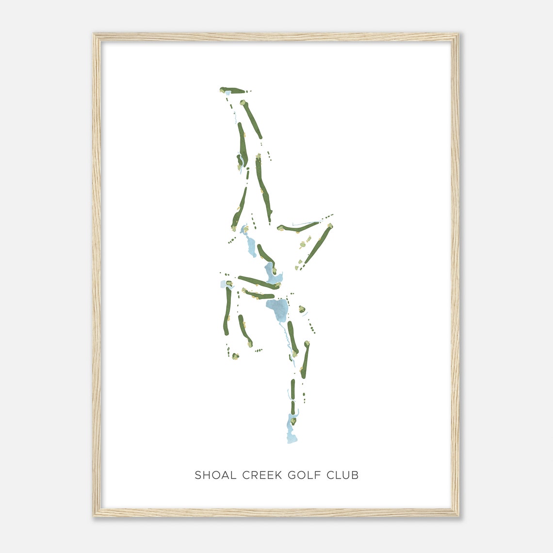 Shoal Creek Golf Club Alabama Modern Watercolor Course Map Poster - Image 2