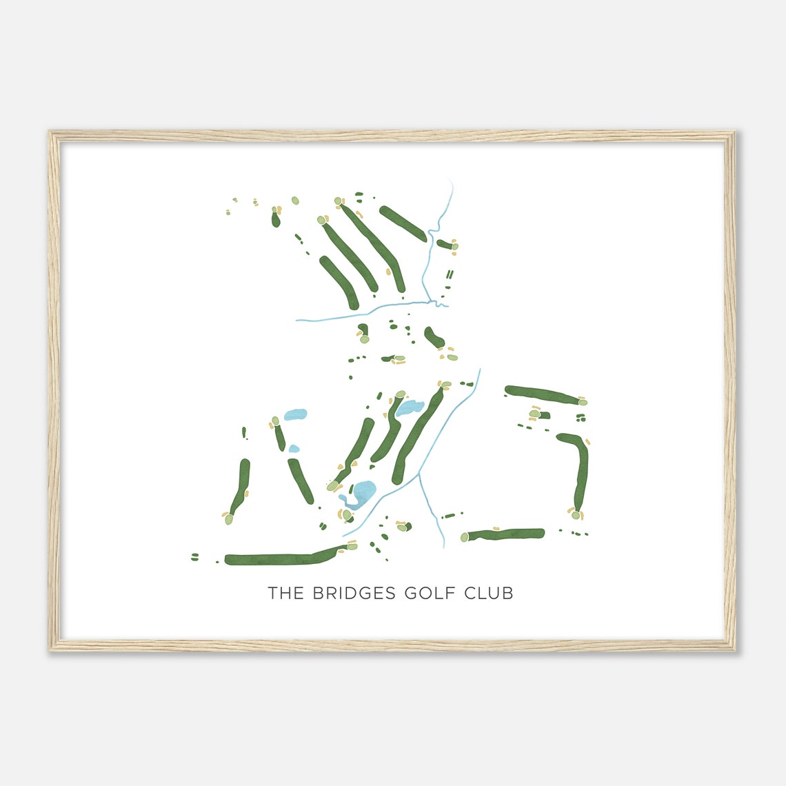 The Bridges Golf Club Modern Watercolor Course Map Art Poster - Image 2