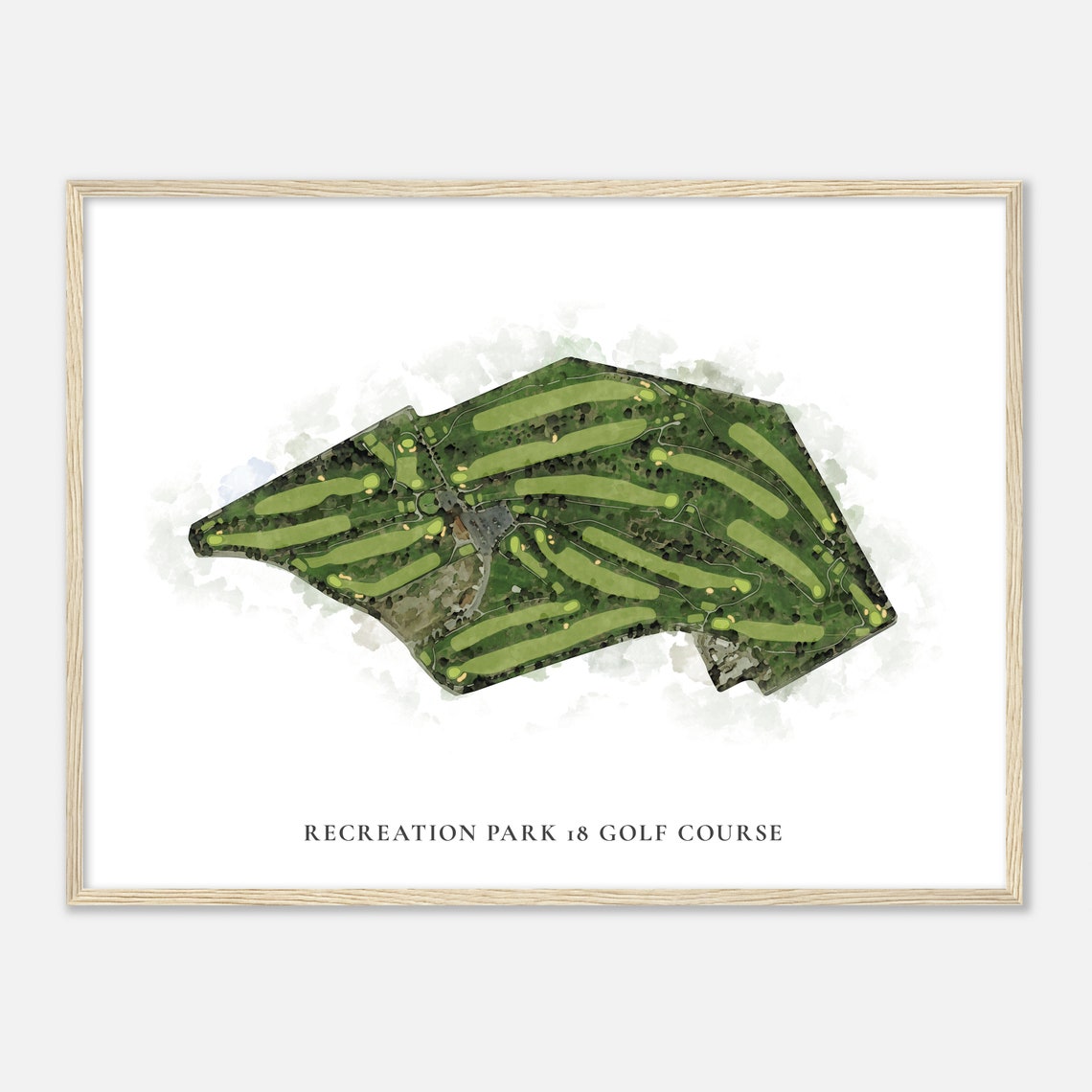 Recreation Park 18 Golf Course Detailed Watercolor Map Print - Image 2