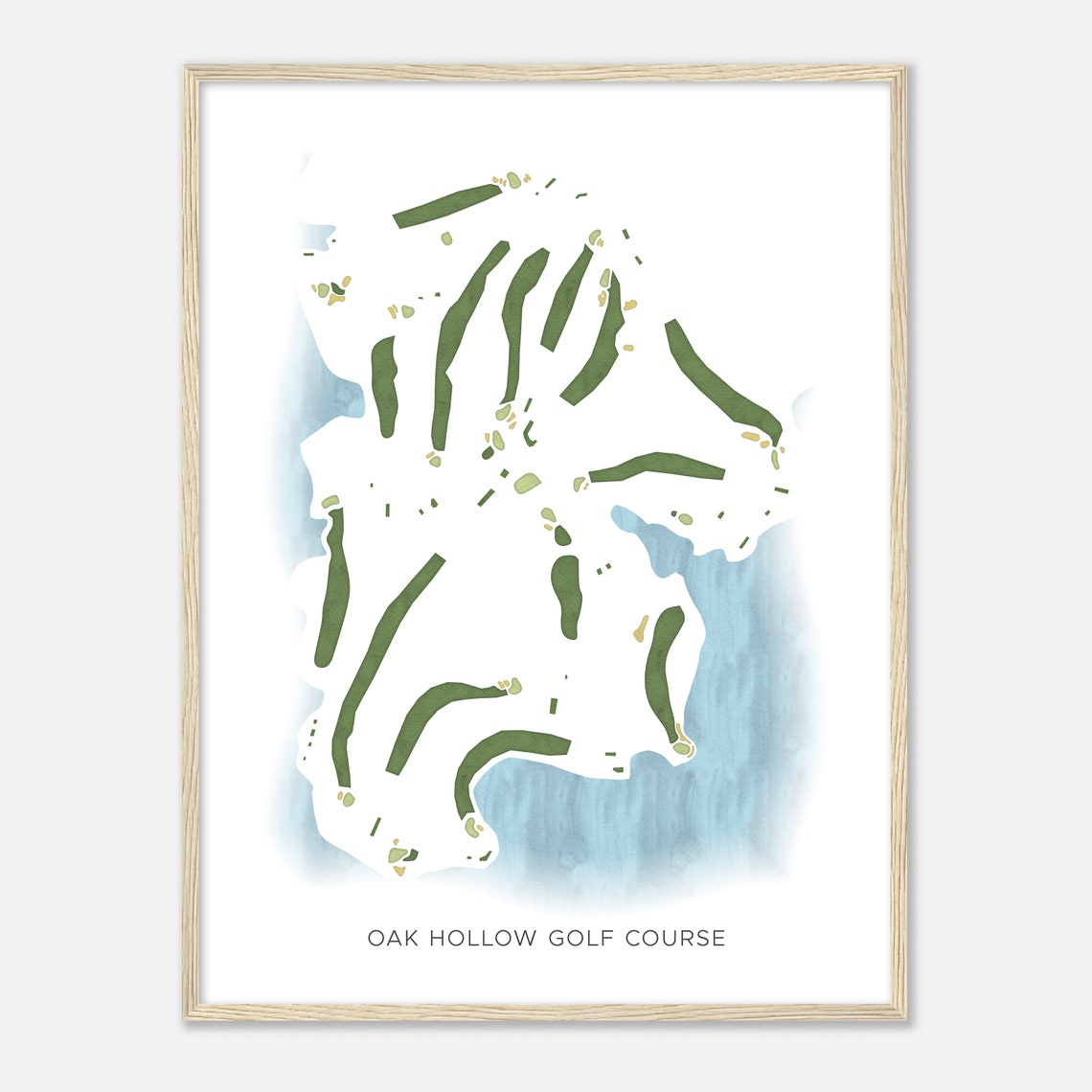 Oak Hollow Golf Course North Carolina Modern Watercolor Map Poster - Image 2