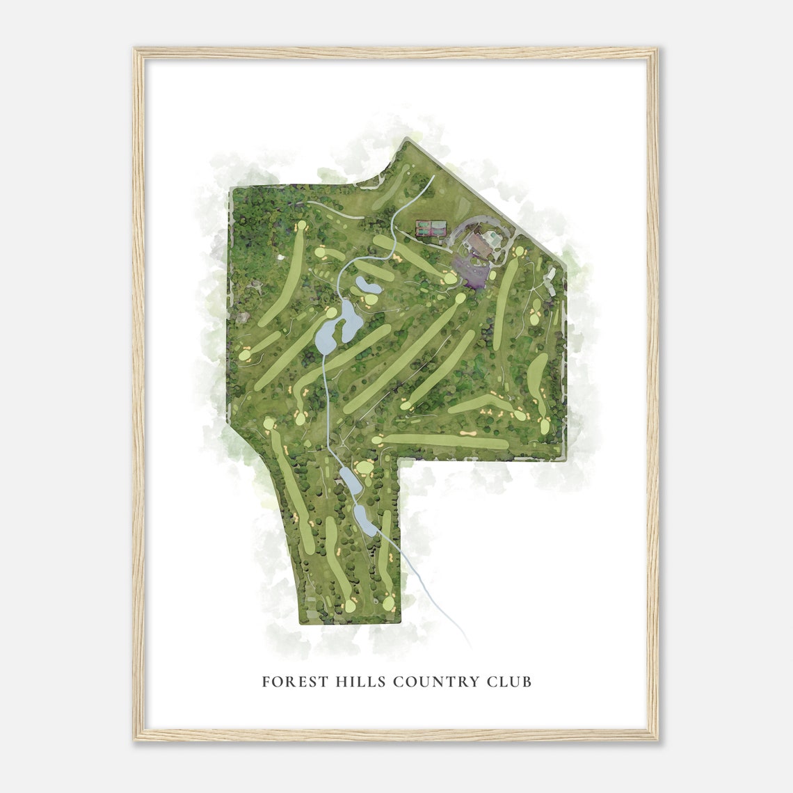 Forest Hills Country Club Illinois Classic Watercolor Map Poster - Image 2