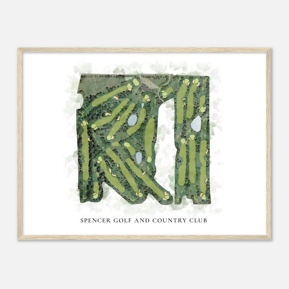 Spencer Golf And Country Club Iowa Classic Watercolor Map Golfer Gift Golf Wall Art Golf Poster Print Course Layout