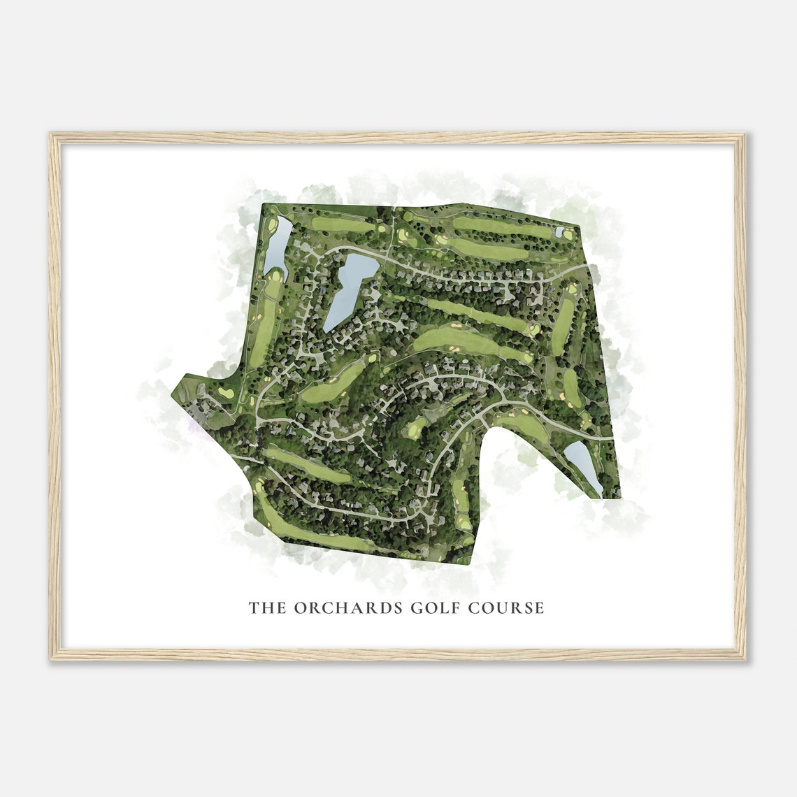The Orchards Golf Course Classic Watercolor Map Golfer Gift Poster