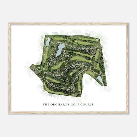 The Orchards Golf Course Illinois Classic Watercolor Map Golfer Gift Golf Wall Art Golf Poster Print Course Layout