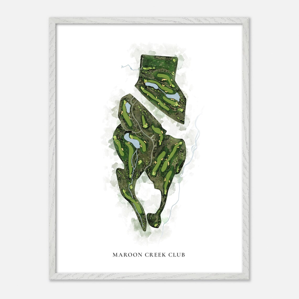 Maroon Creek Club Golf Course Classic Watercolor Fairway Map Poster - Image 2