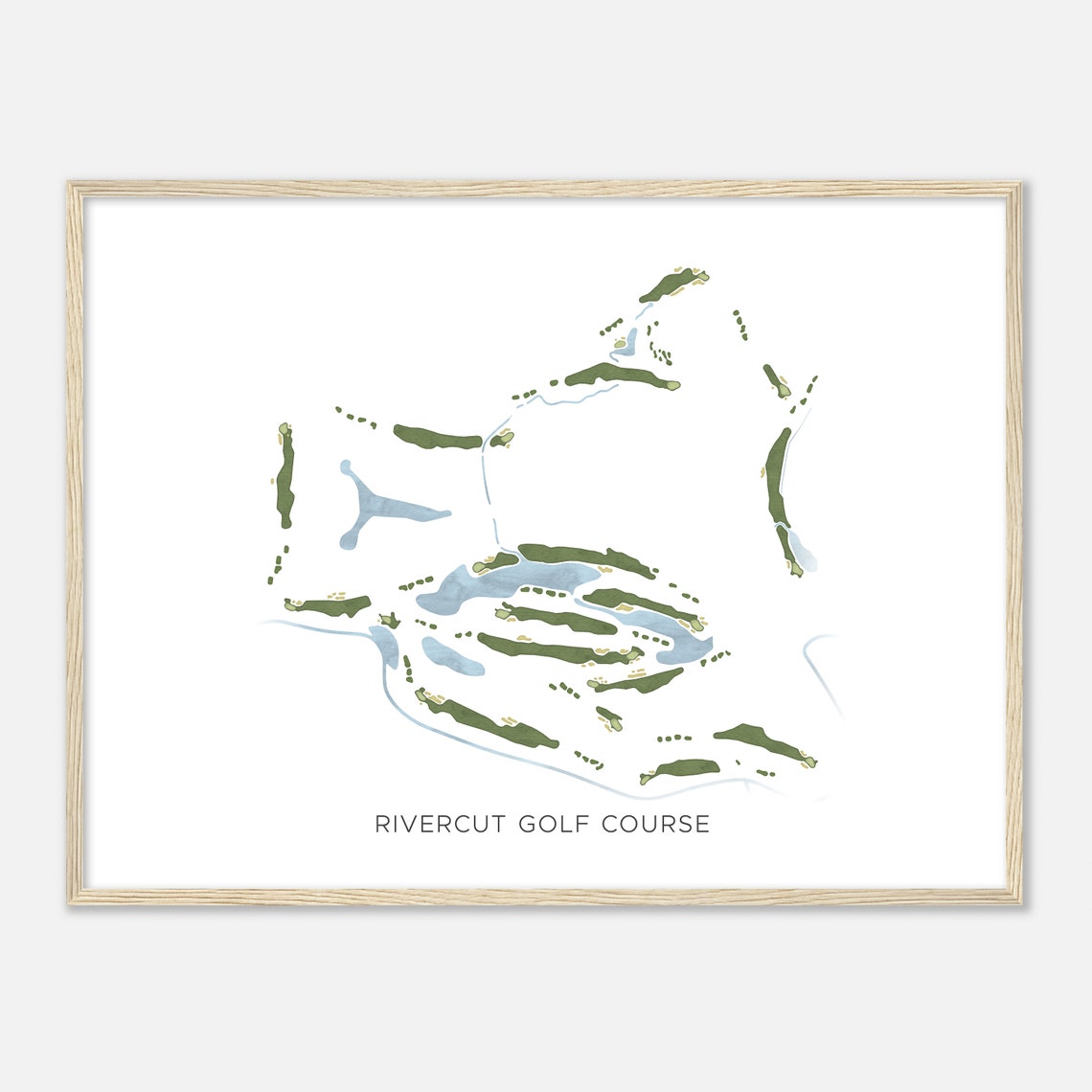 Rivercut Golf Course Missouri Modern Watercolor Map Golfer Gift Golf Wall Art Golf Poster Print Course Layout - Image 2