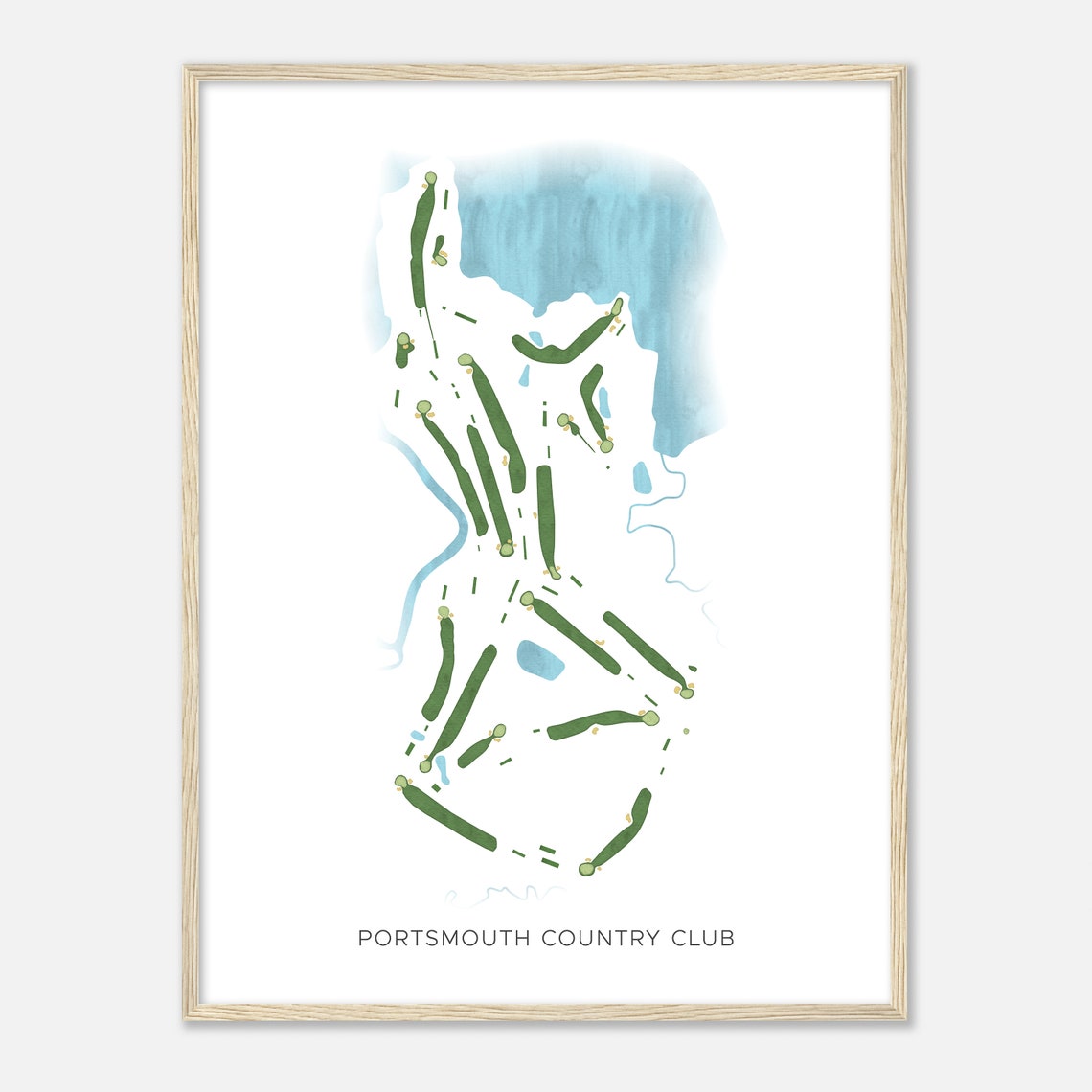 Portsmouth Country Club Watercolor Golf Course Map Golf Poster