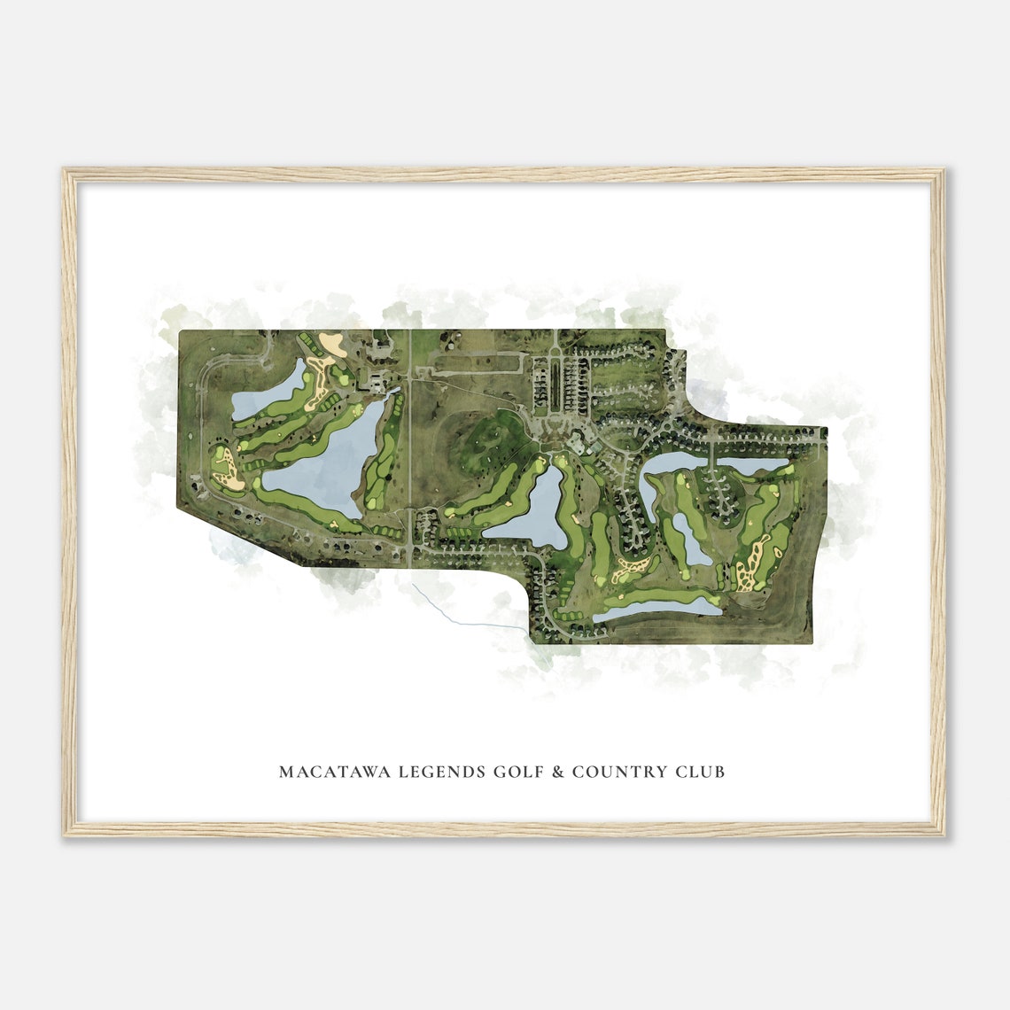Macatawa Legends Golf Country Club Classic Watercolor Map Poster