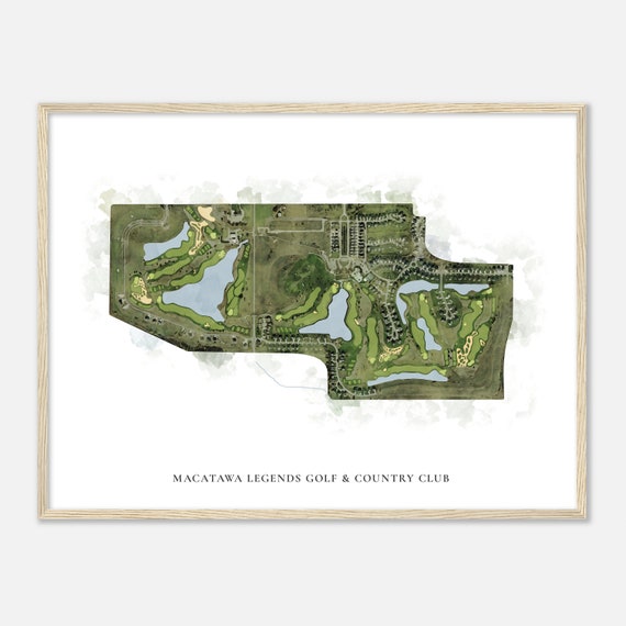 Macatawa Legends Golf Country Club Michigan Classic Watercolor Map Golfer Gift Golf Wall Art Golf Poster Print Course Layout