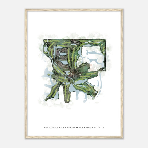 Frenchmans Creek Beach Country Club Florida Classic Watercolor Map Golfer Gift Golf Wall Art Golf Poster Print Course Layout