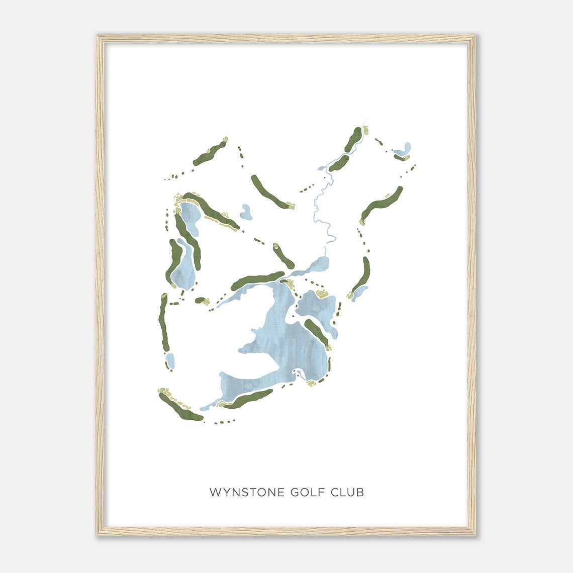 Wynstone Golf Club Minimalist Watercolor Golf Course Map Poster - Image 2