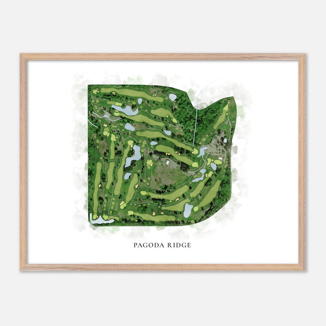 Pagoda Ridge Golf Course Classic Watercolor Course Layout Map Poster