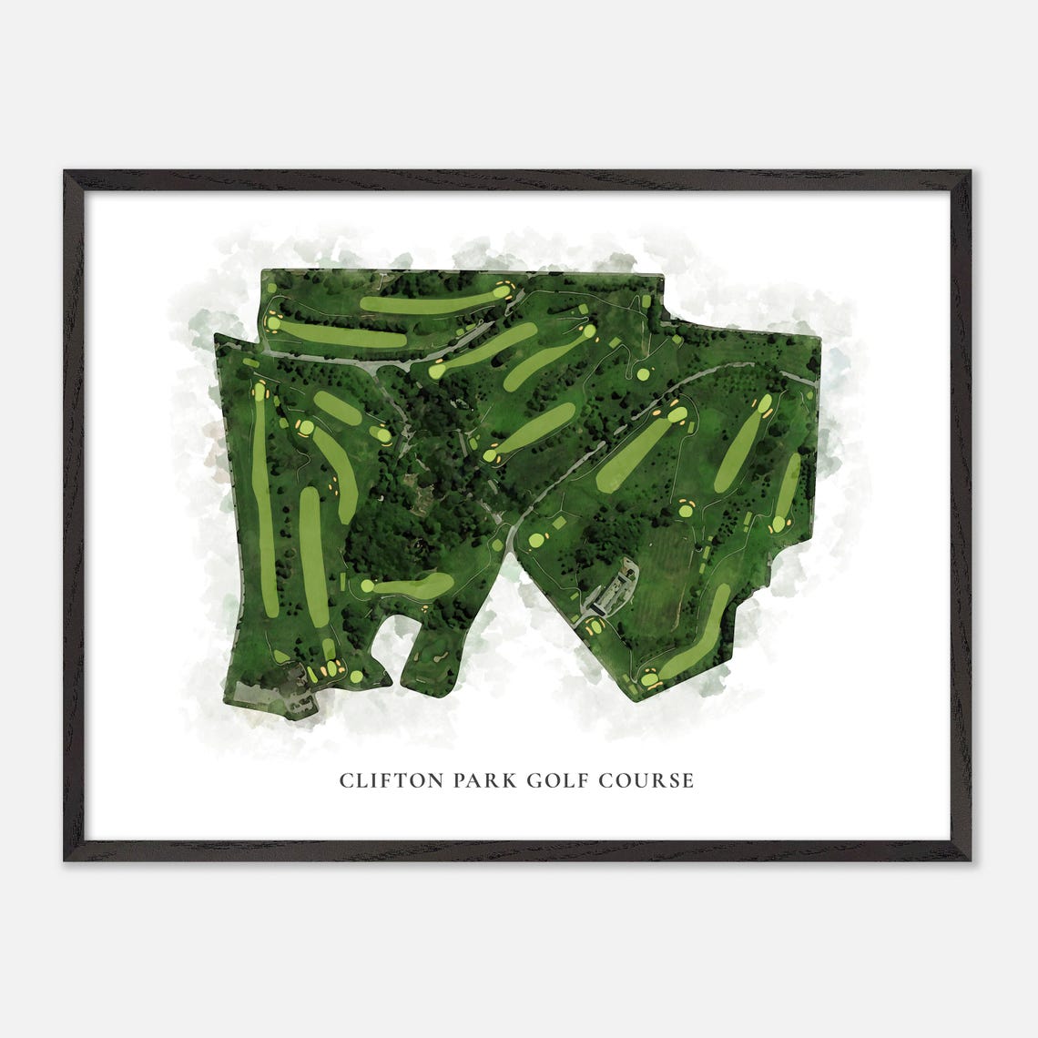 Clifton Park Golf Course Aerial Watercolor Map Art Poster Gift Decor - Image 5