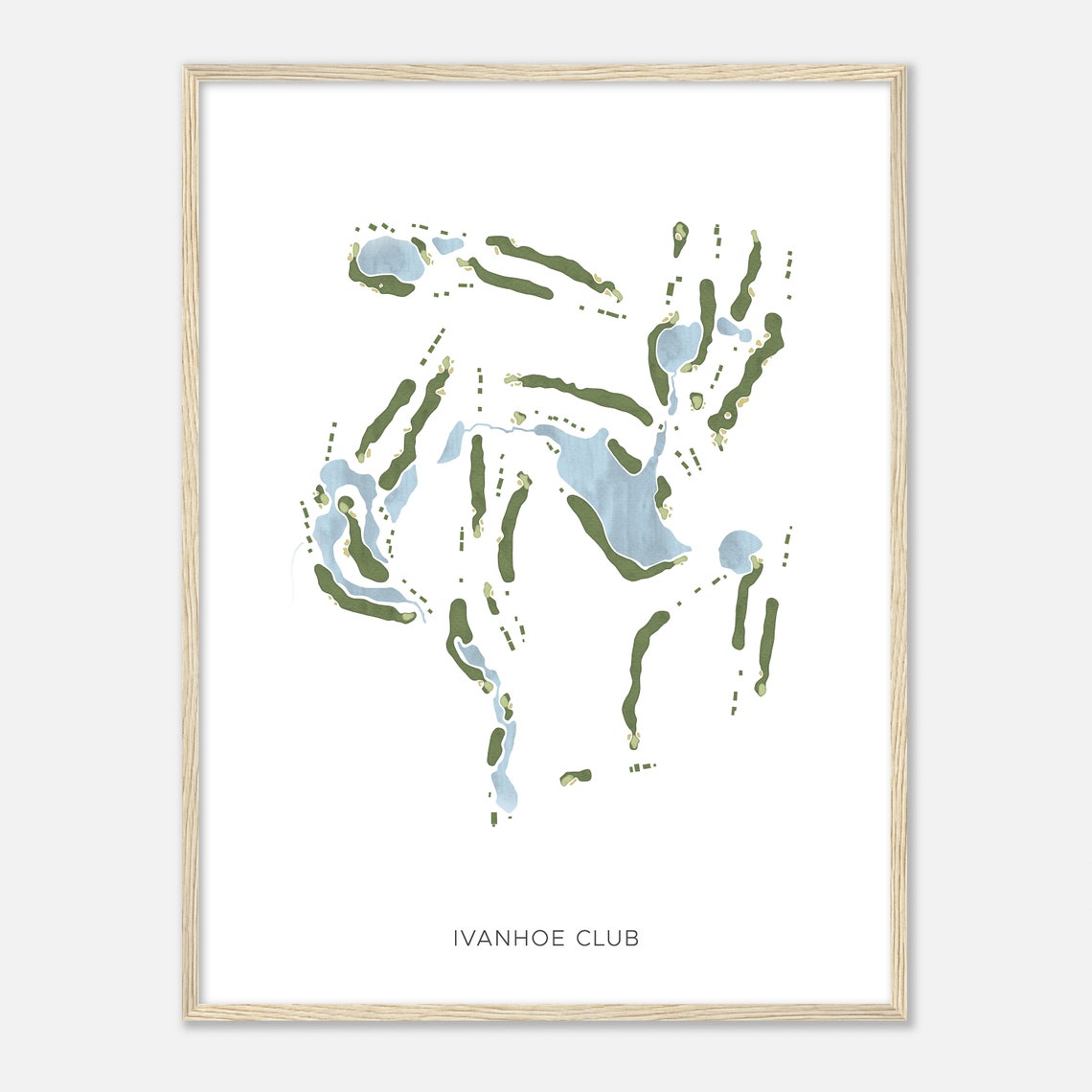 Ivanhoe Club Golf Course Watercolor Fairway Hole Map Art Poster - Image 2