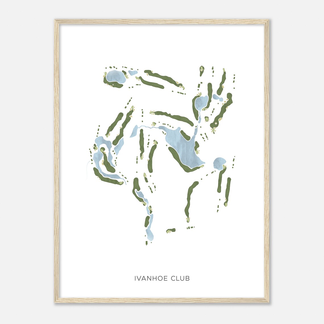 Ivanhoe Club Illinois Modern Watercolor Map Golfer Gift Golf Wall Art Golf Poster Print Course Layout - Image 2