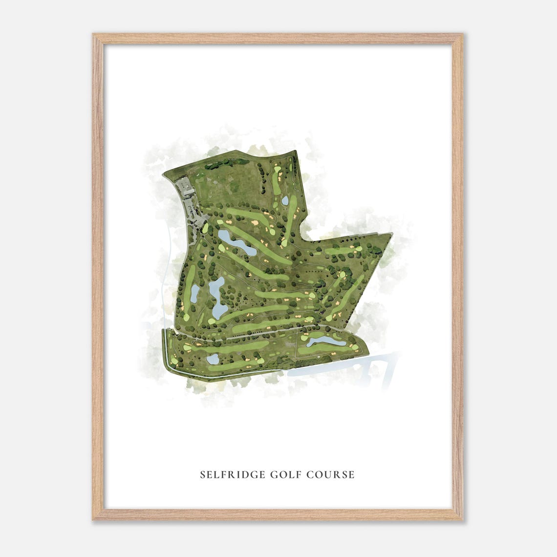 Selfridge Golf Course Michigan Classic Watercolor Map Poster - Image 6