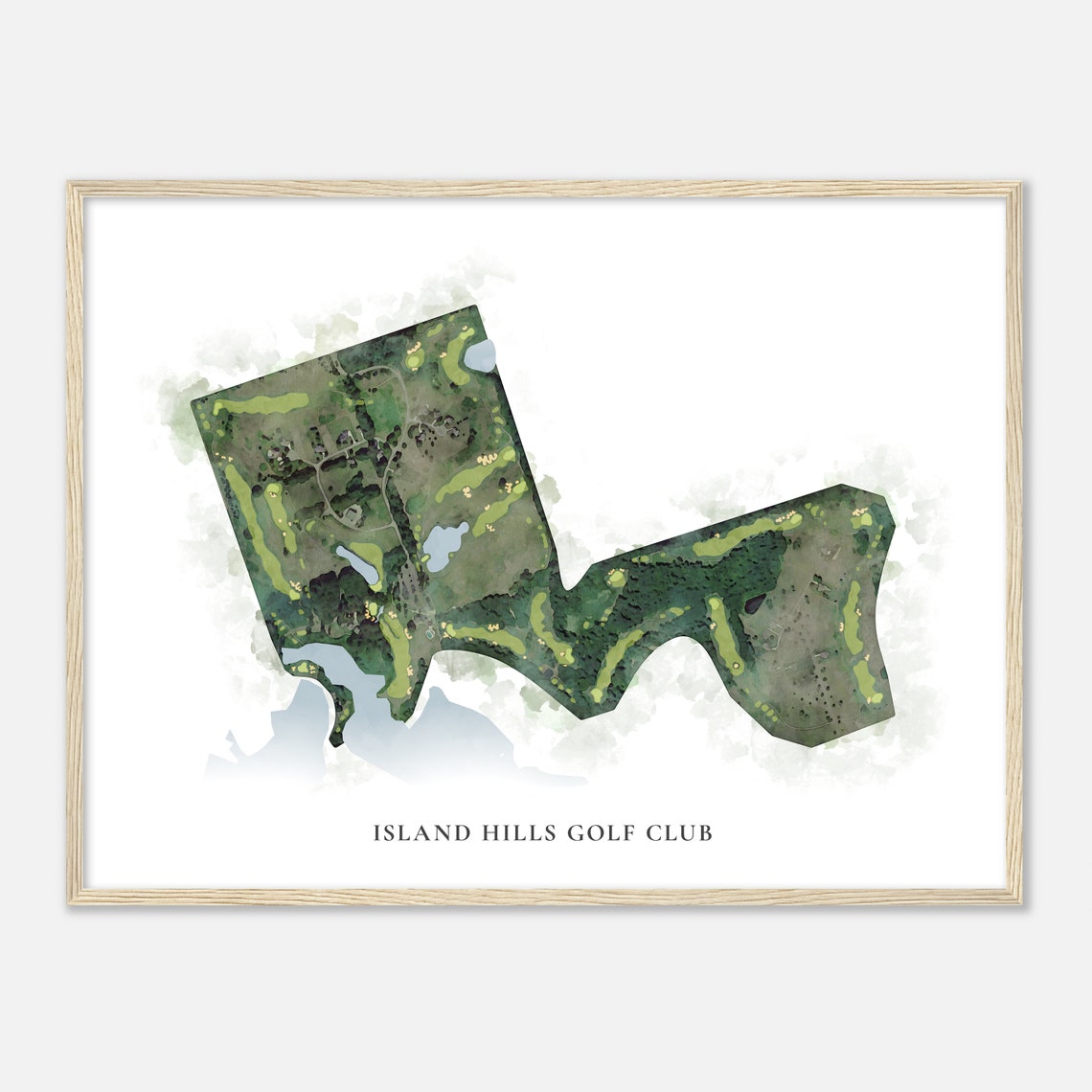 Island Hills Golf Club Michigan Watercolor Golf Course Map Poster - Image 2