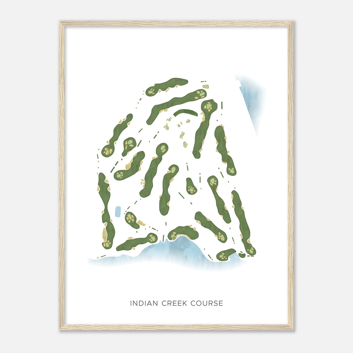 Indian Creek Course Modern Watercolor Golf Course Map Poster
