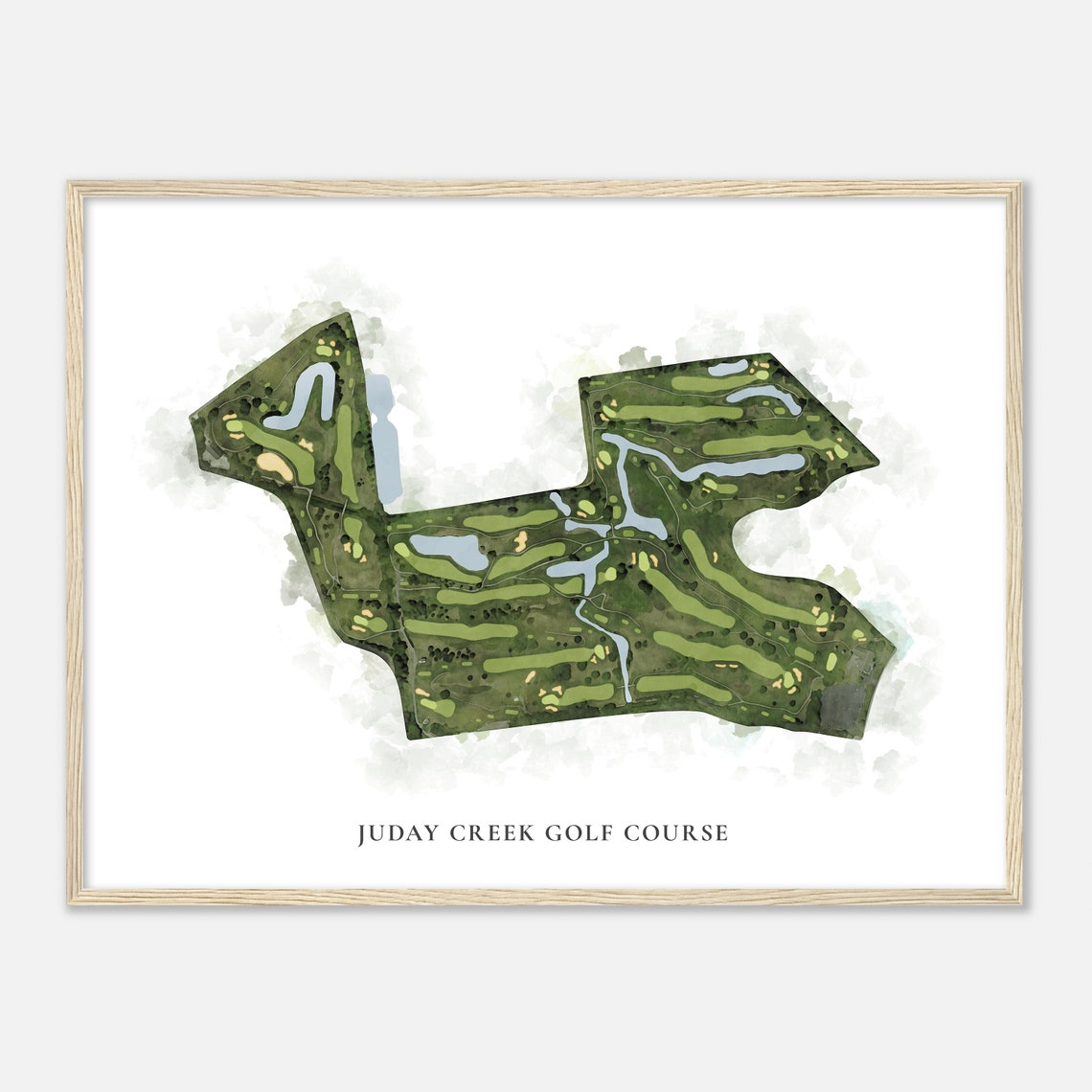 Juday Creek Golf Course Classic Watercolor Aerial Map Wall Art - Image 2