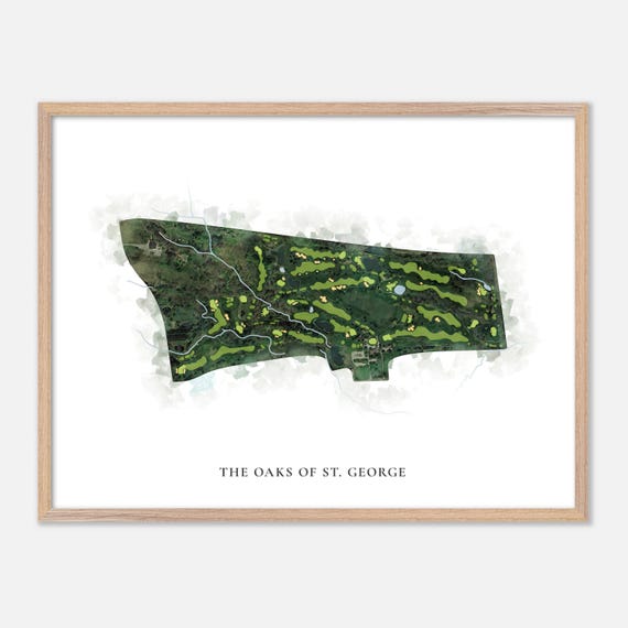 The Oaks Of St George In Canada Classic Watercolor Map Golfer Gift Golf Wall Art Golf Poster Print Course Layout