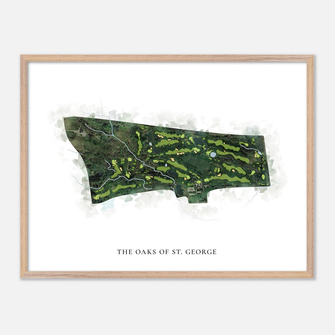 The Oaks Of St. George Classic Aerial Watercolor Golf Map Poster