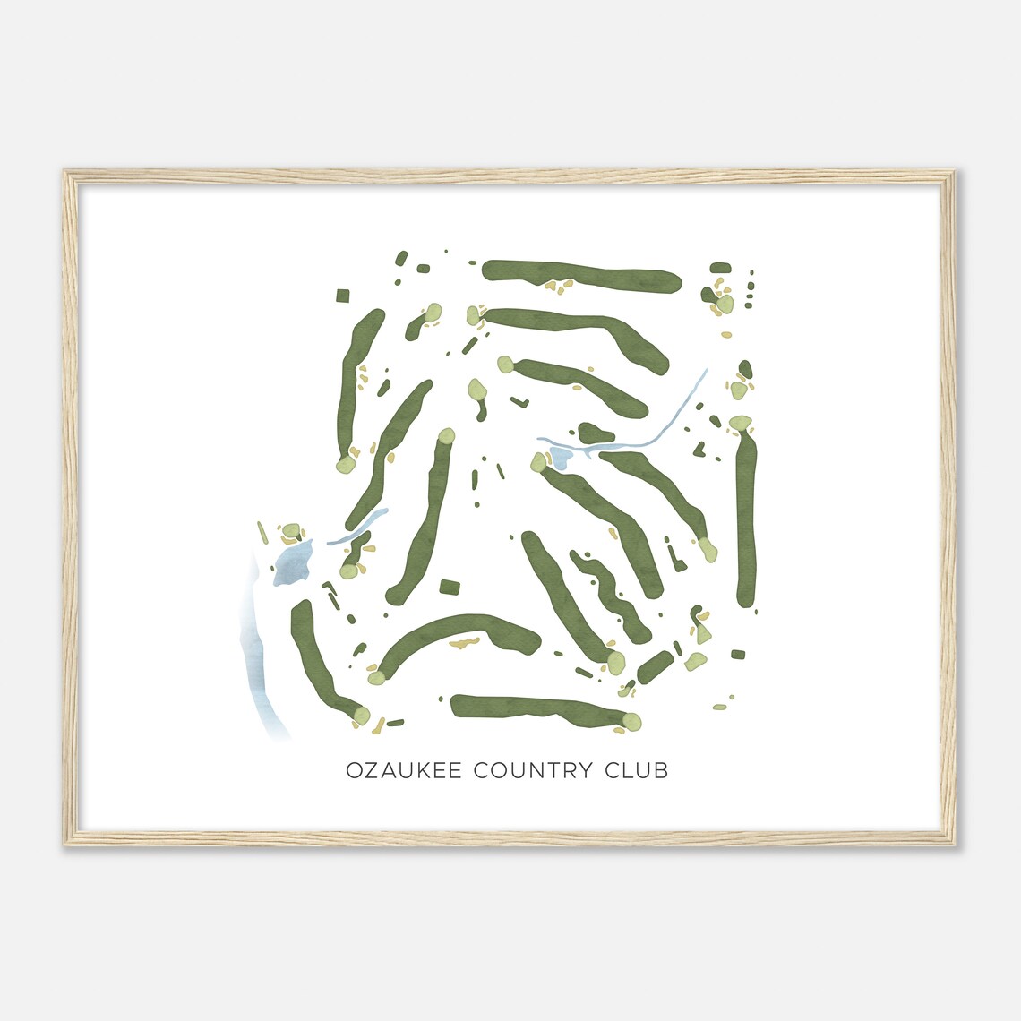 Ozaukee Country Club Wisconsin Watercolor Map Golfer Gift Poster - Image 2