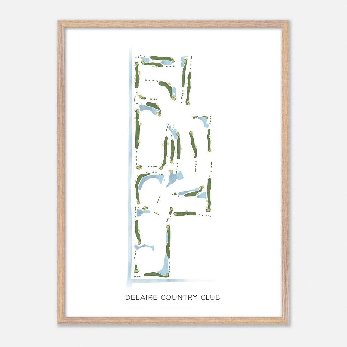 Delaire Country Club Modern Minimalist Course Map Art Poster - Image 2