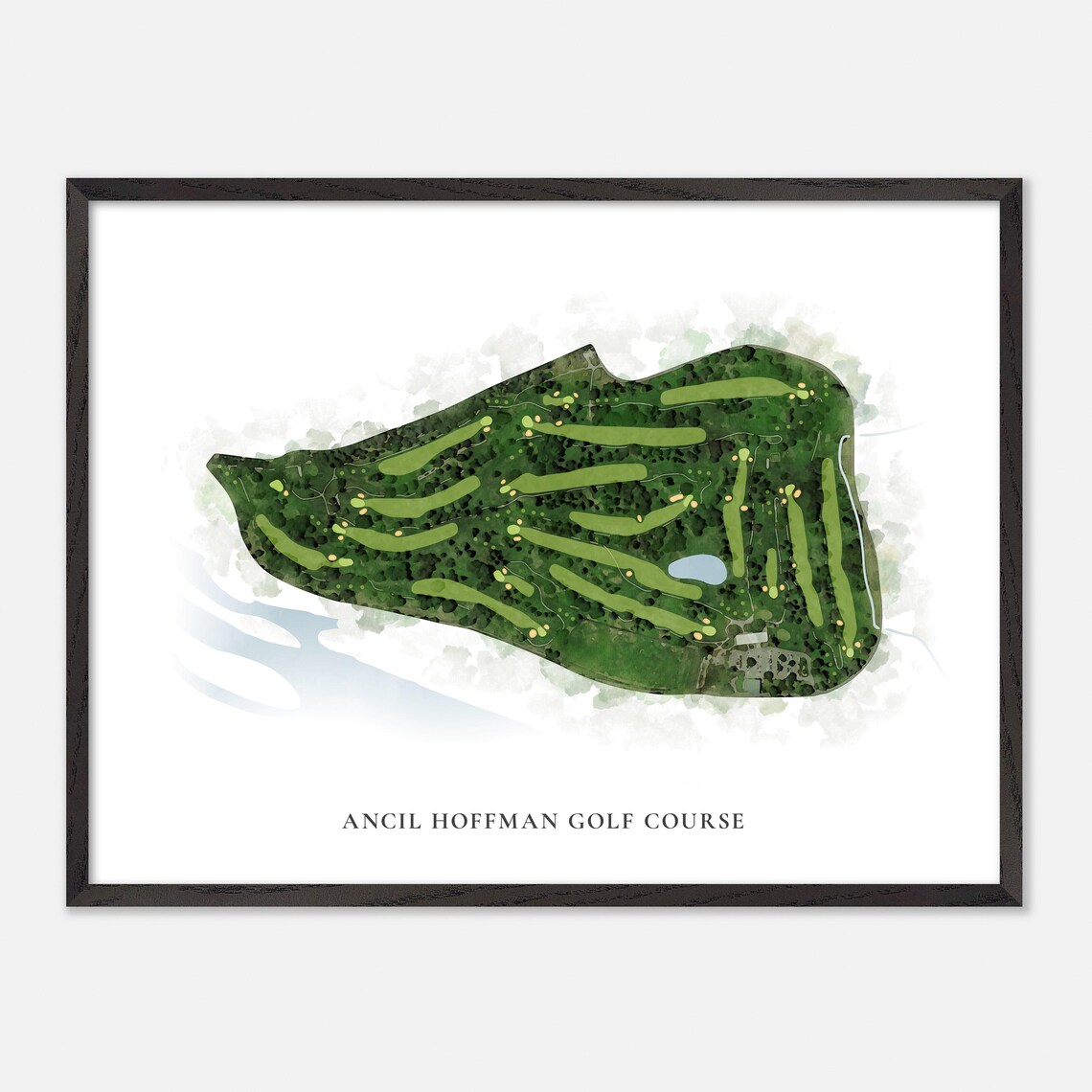 Ancil Hoffman Golf Course Carmichael California Classic Watercolor Golf Map Poster - Image 5