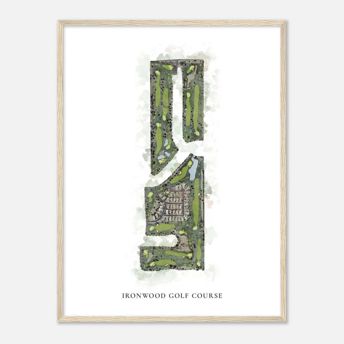 Ironwood Golf Course Classic Watercolor Course Map Golfer Gift Poster - Image 2