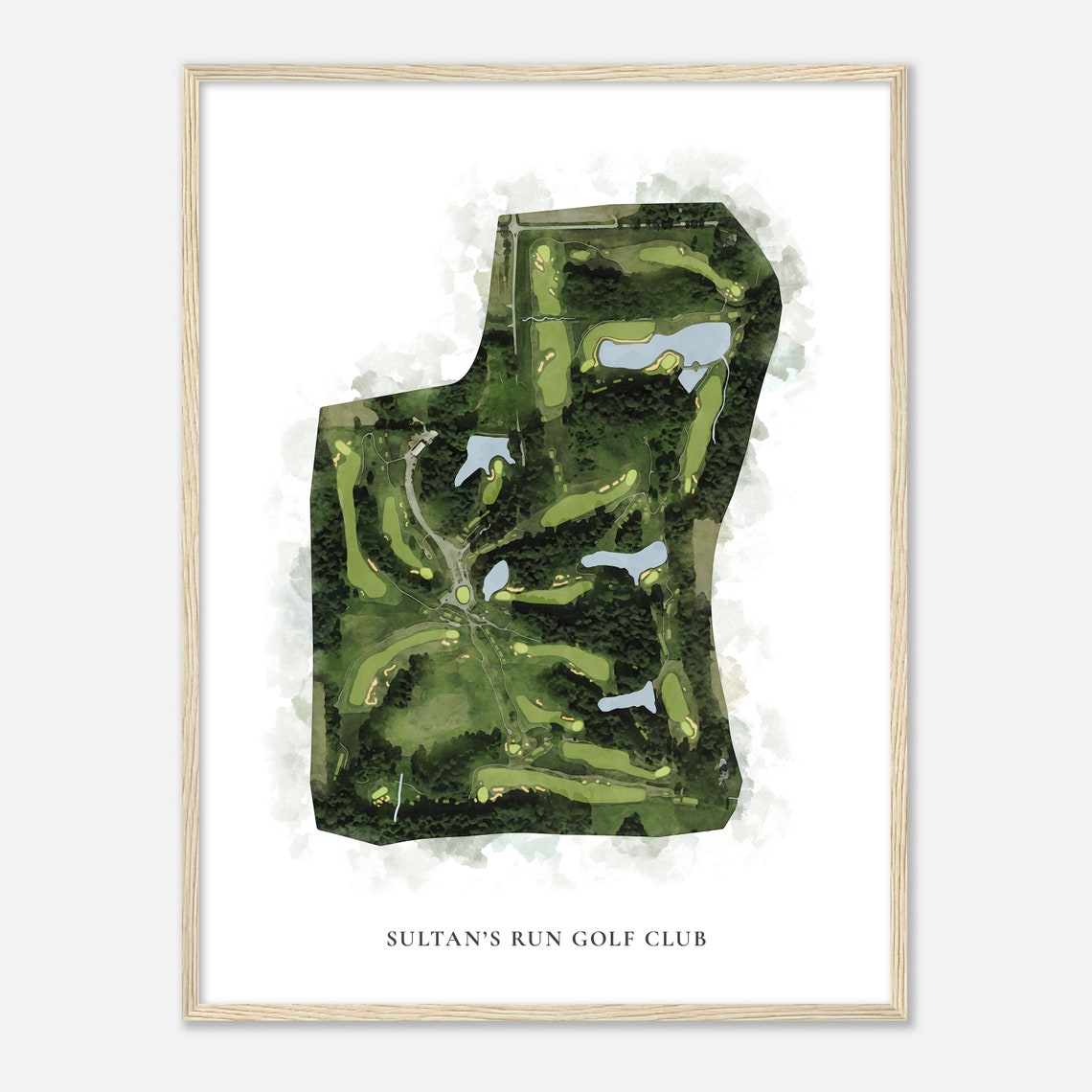 Sultan's Run Golf Club Classic Aerial Watercolor Course Map Poster - Image 2