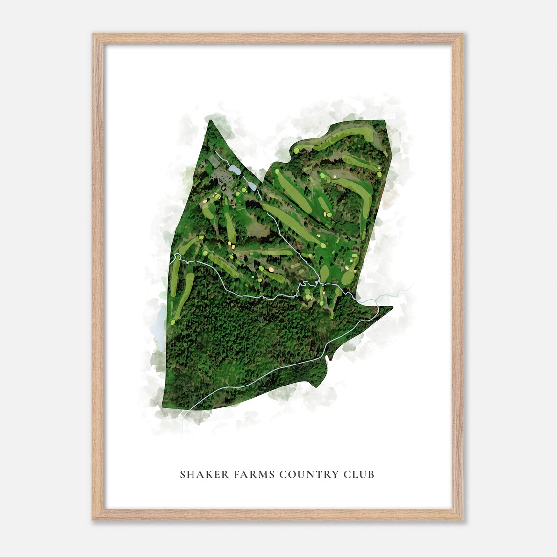 Shaker Farms Country Club Classic Aerial Watercolor Golf Map Poster - Image 6