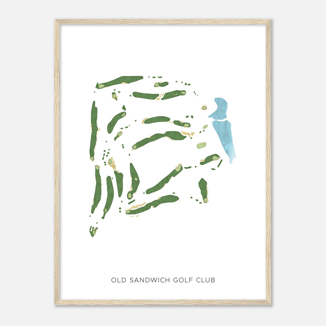 Old Sandwich Golf Club Modern Watercolor Golf Course Map Art Poster - Image 2