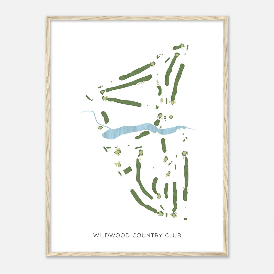 Wildwood Country Club Kentucky Modern Watercolor Course Map Poster