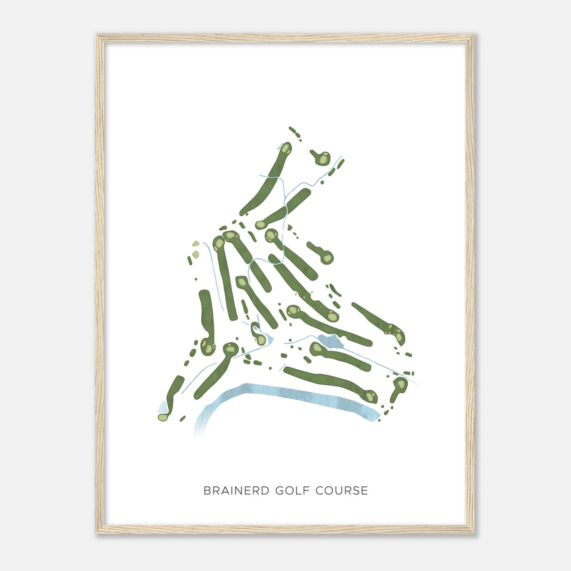 Brainerd Golf Course Modern Watercolor Golf Course Map Art Poster