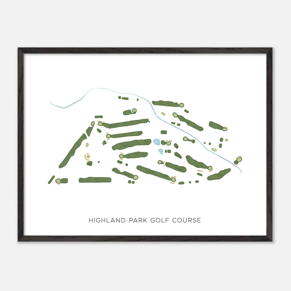 Highland Park Golf Course Modern Minimalist Fairway Map Poster - Image 5