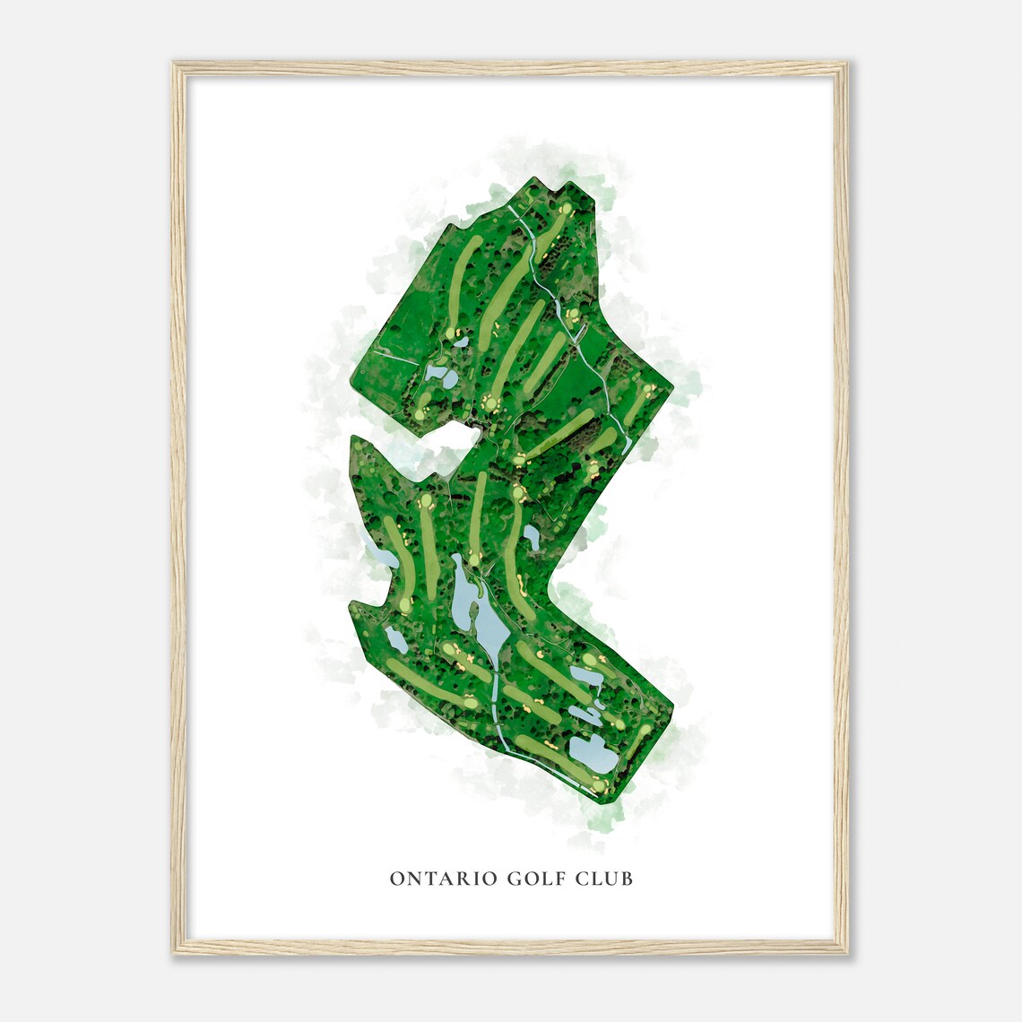 Ontario Golf Club Classic Watercolor Aerial Course Map Poster