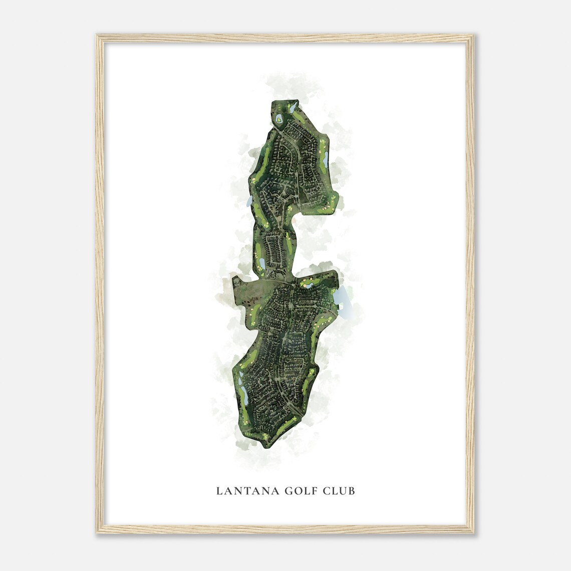 Lantana Golf Club Texas Classic Aerial Watercolor Course Map Poster