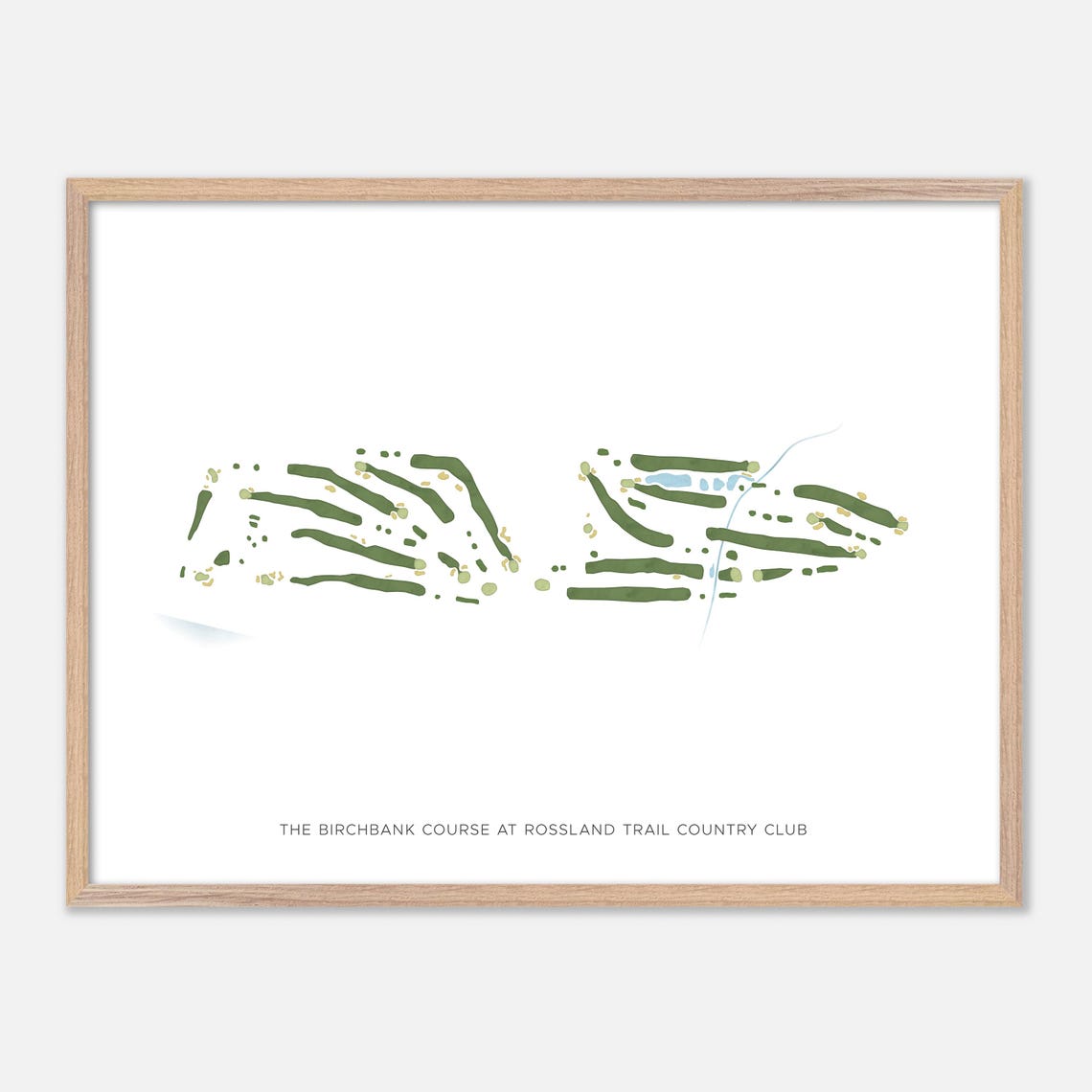 Birchbank Course at Rossland Trail Modern Watercolor Map Poster