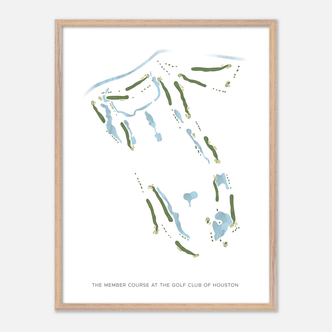 Member Course Golf Club of Houston Watercolor Fairway Map Poster - Image 6