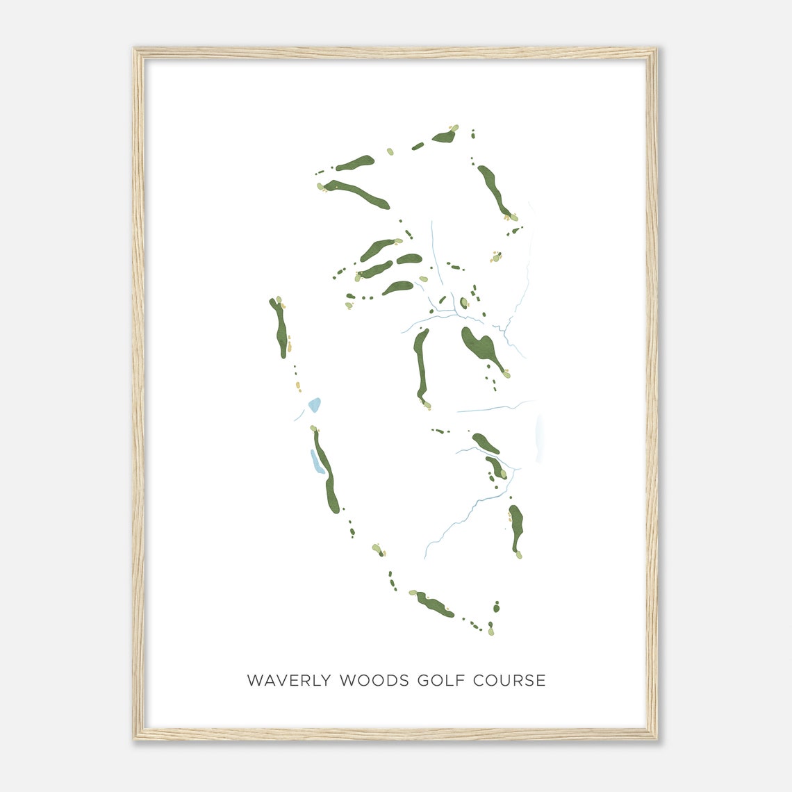 Waverly Woods Golf Course Modern Watercolor Course Map Poster - Image 2