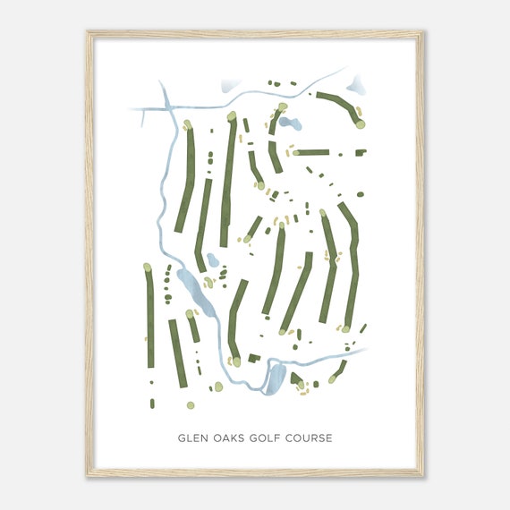 Glen Oaks Golf Course Michigan Modern Watercolor Map Golfer Gift Golf Wall Art Golf Poster Print Course Layout