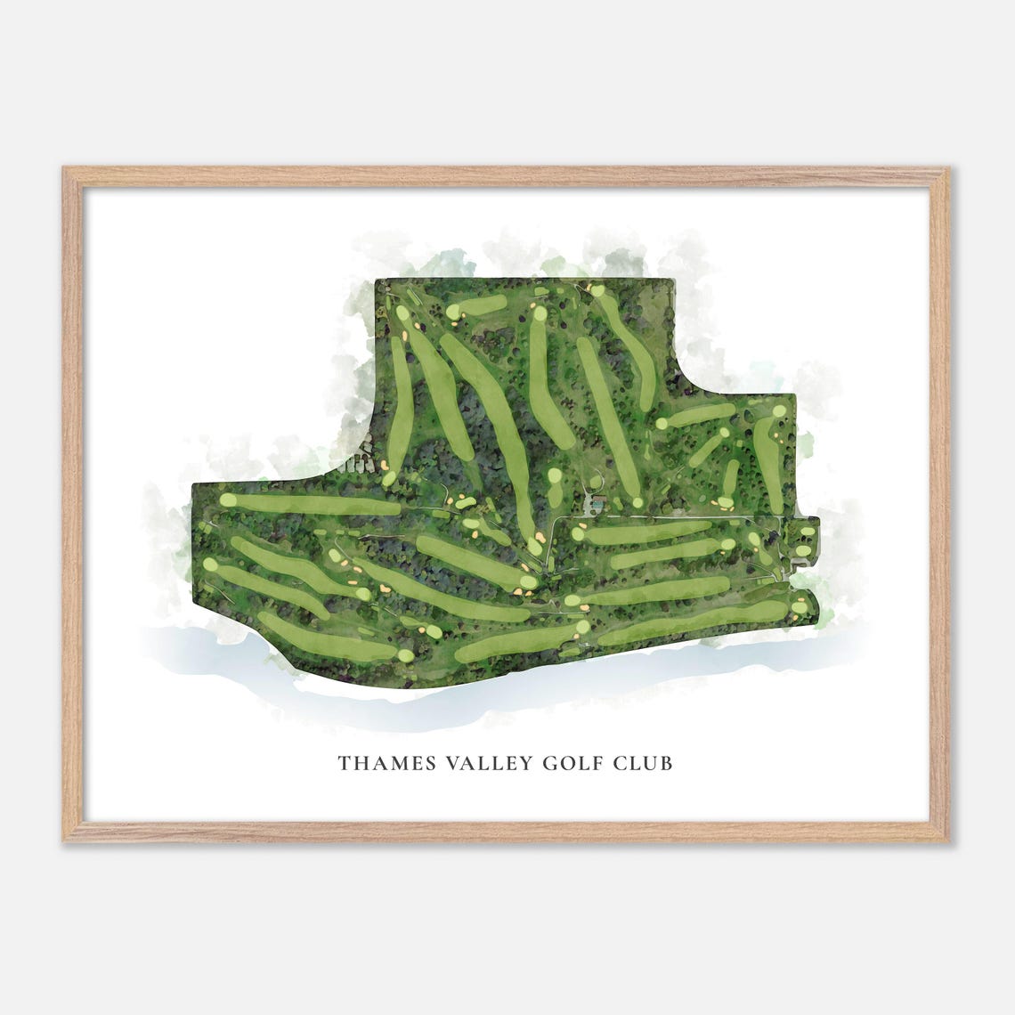Thames Valley Golf Club Classic Aerial Watercolor Golf Map Poster