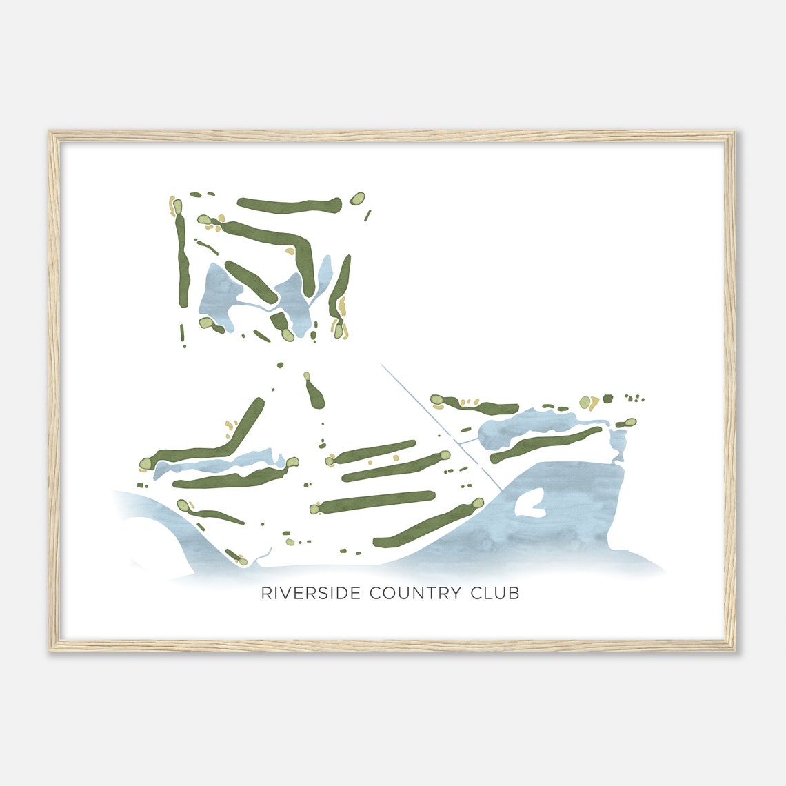 Riverside Country Club Minimalist Watercolor Golf Course Map Poster
