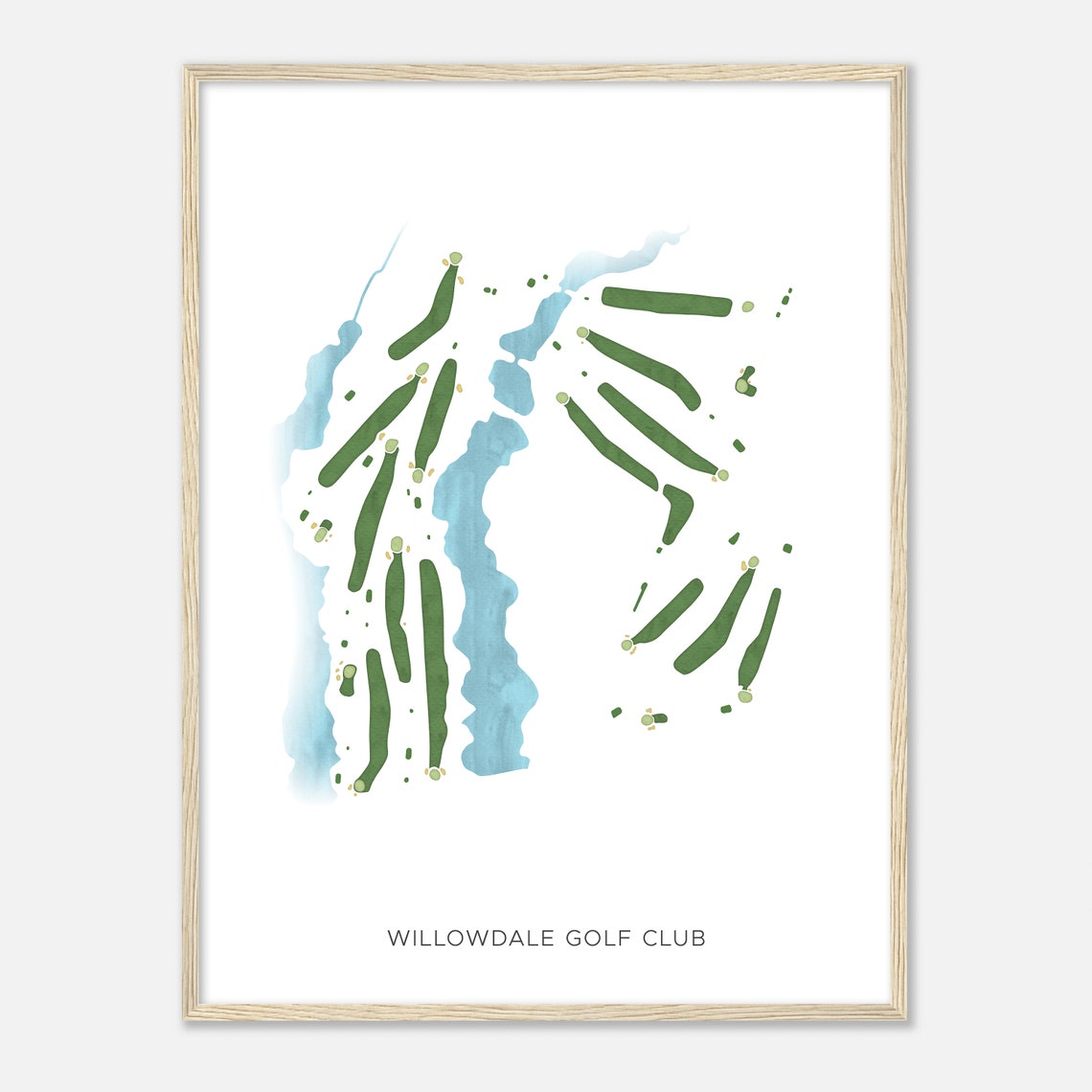 Willowdale Golf Club Maine Modern Watercolor Golf Map Poster - Image 2