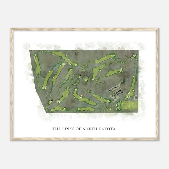 The Links Of North Dakota North Dakota Classic Watercolor Map Golfer Gift Golf Wall Art Golf Poster Print Course Layout