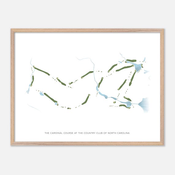 The Cardinal Course At The Country Club Of North Carolina In Pinehurst North Carolina Modern Watercolor Map Golfer Gift Golf Wall Art