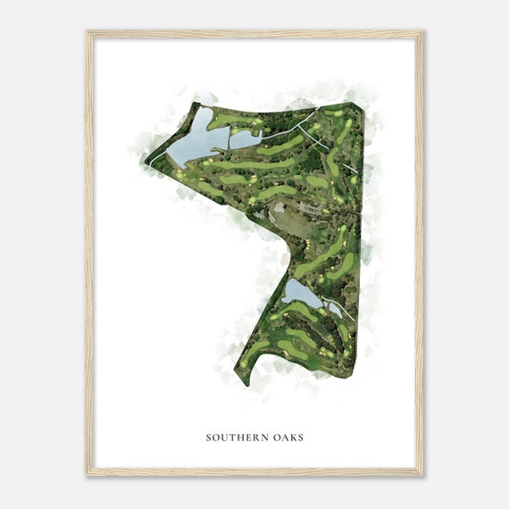 Southern Oaks South Carolina Classic Watercolor Map Golfer Gift Golf Wall Art Golf Poster Print Course Layout