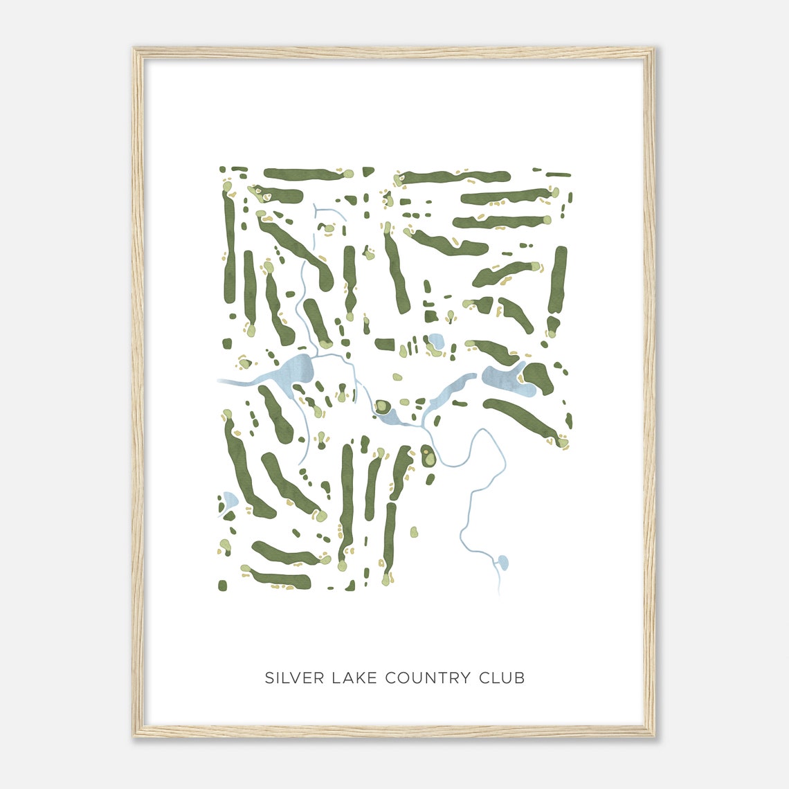 Silver Lake Country Club Golf Course Watercolor Map Art Poster