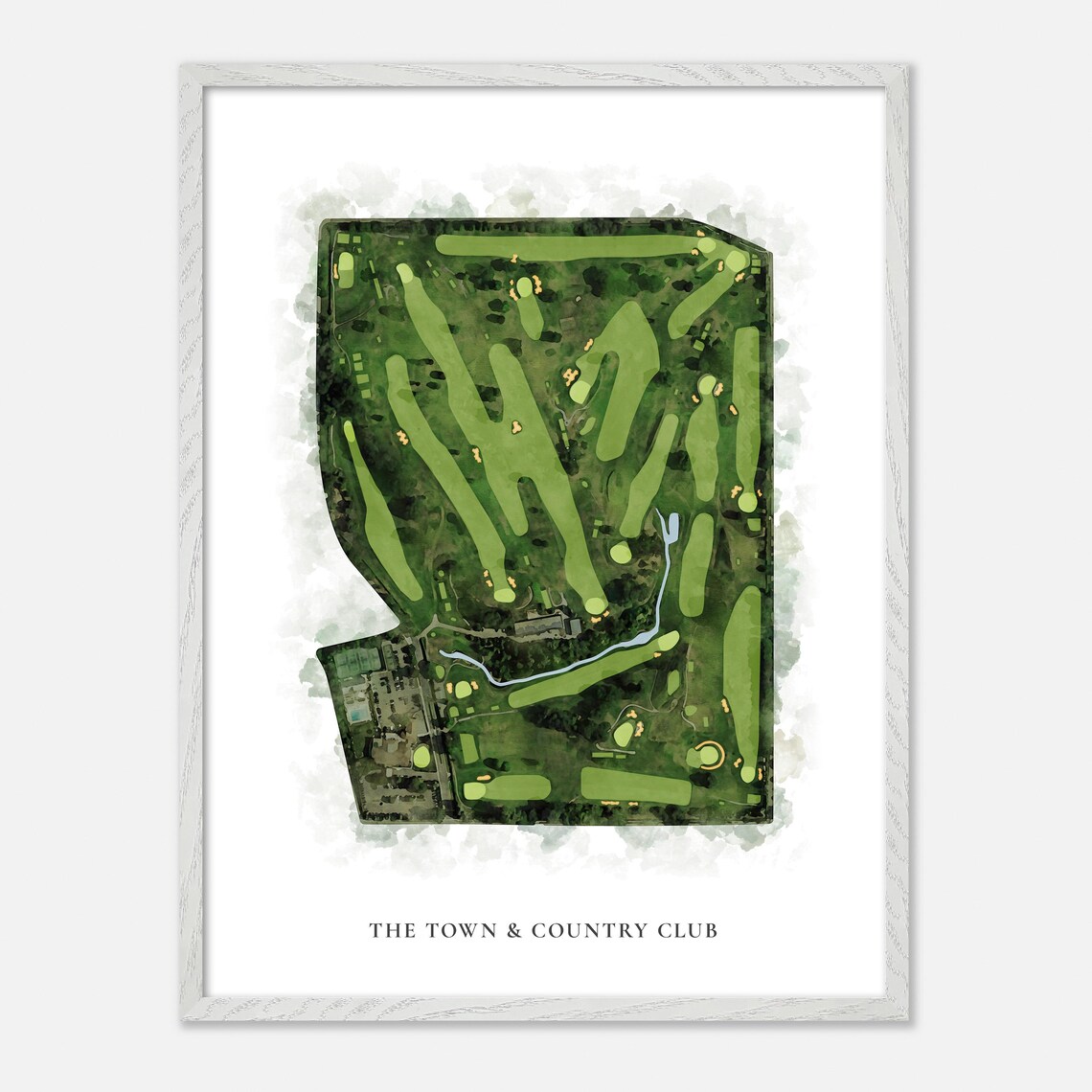 The Town and Country Club Golf Course Watercolor Aerial Map Poster - Image 2