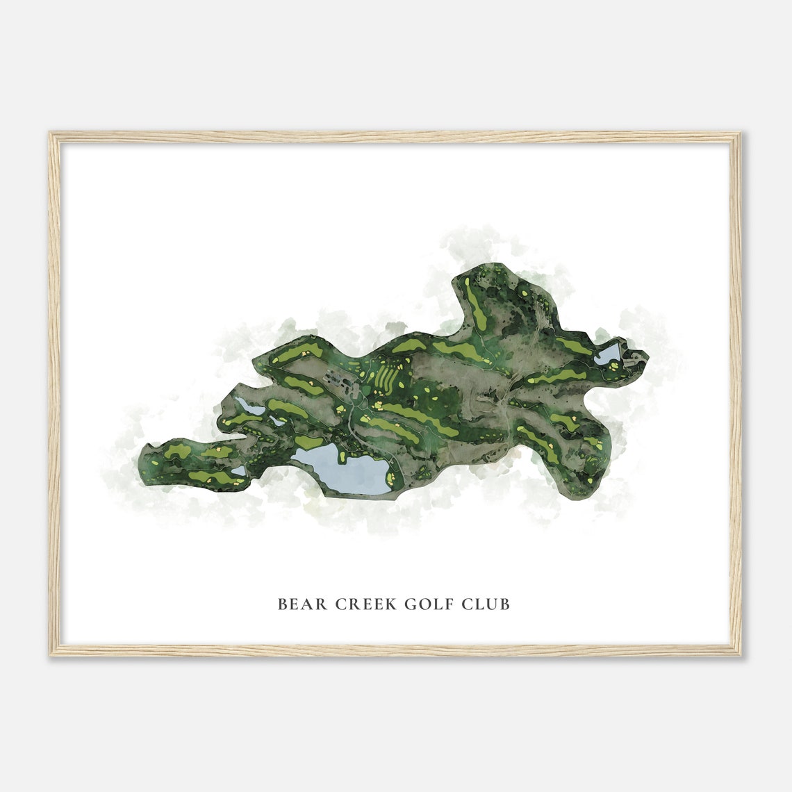 Bear Creek Golf Club Watercolor Course Map Aerial View Sports Poster - Image 2